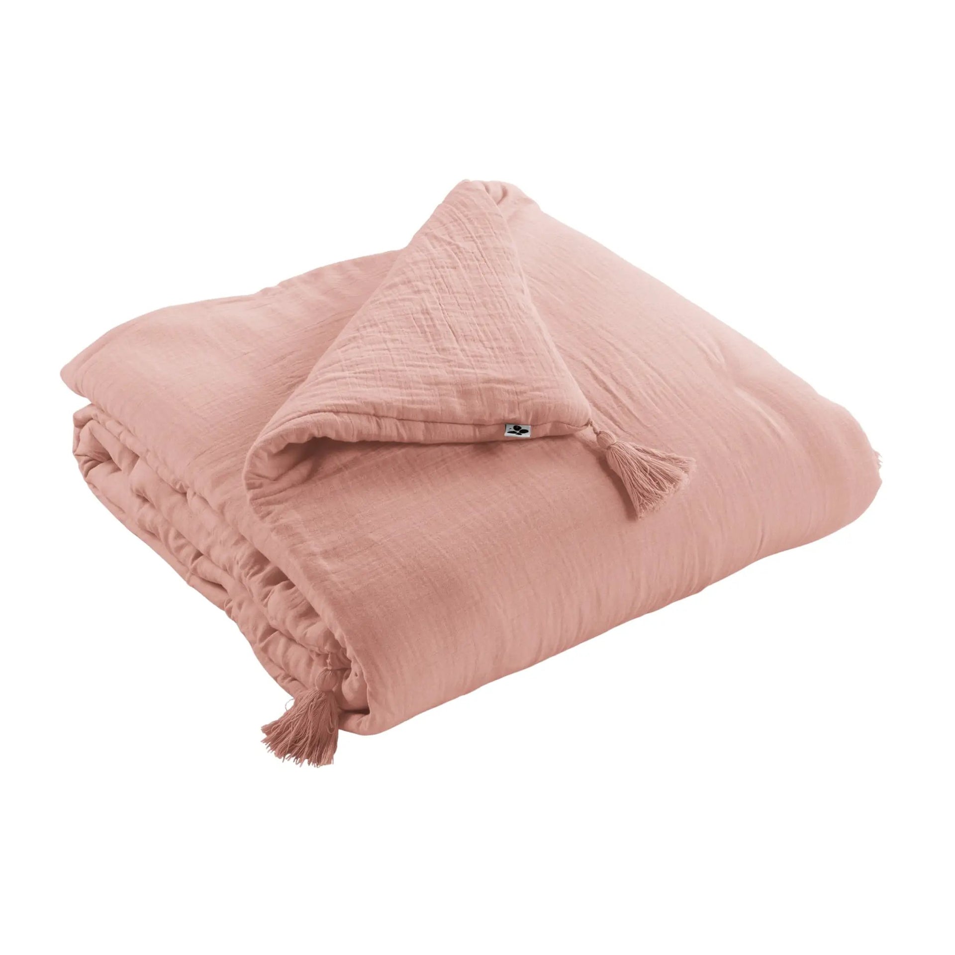 Bout de lit 90 x 200 cm Gaze de coton unie GAÏA Rose pêche by L'effet papillon
