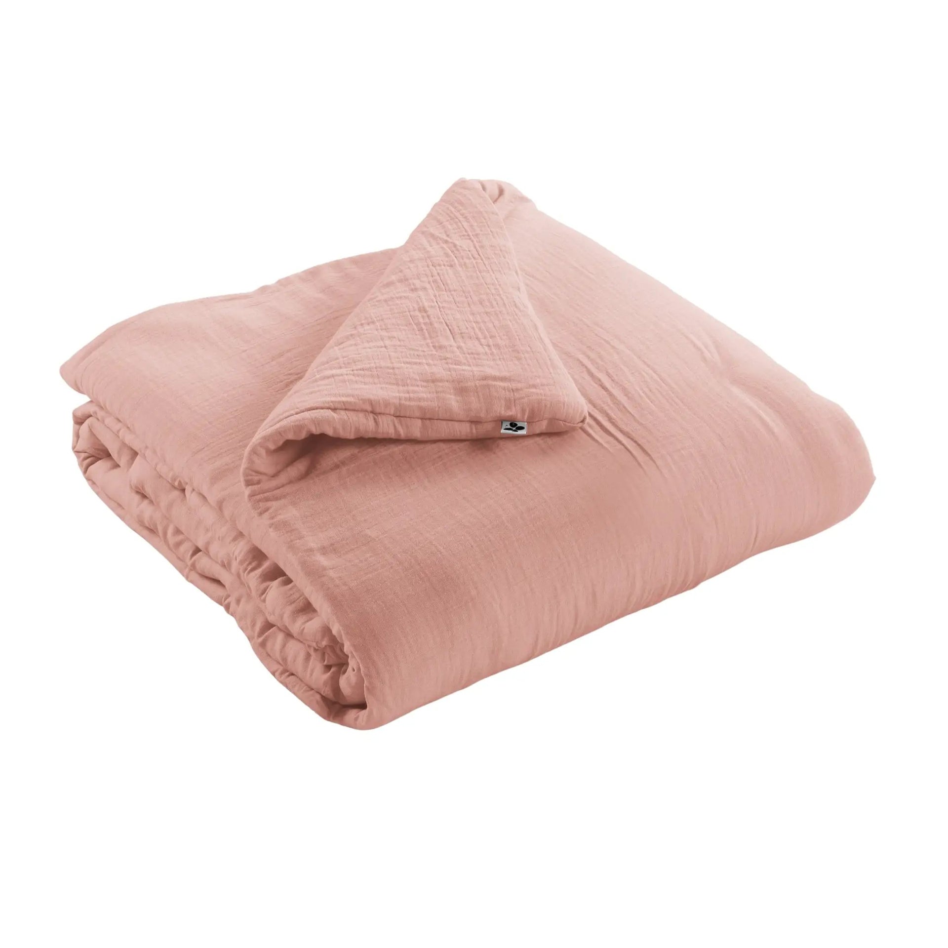 Edredon 150 x 150 cm Gaze de coton unie GAÏA Rose pêche by L'effet papillon