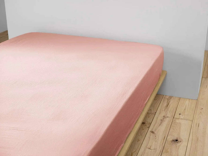 Drap housse Gaze de coton unie GAÏA Rose pêche by L'effet papillon