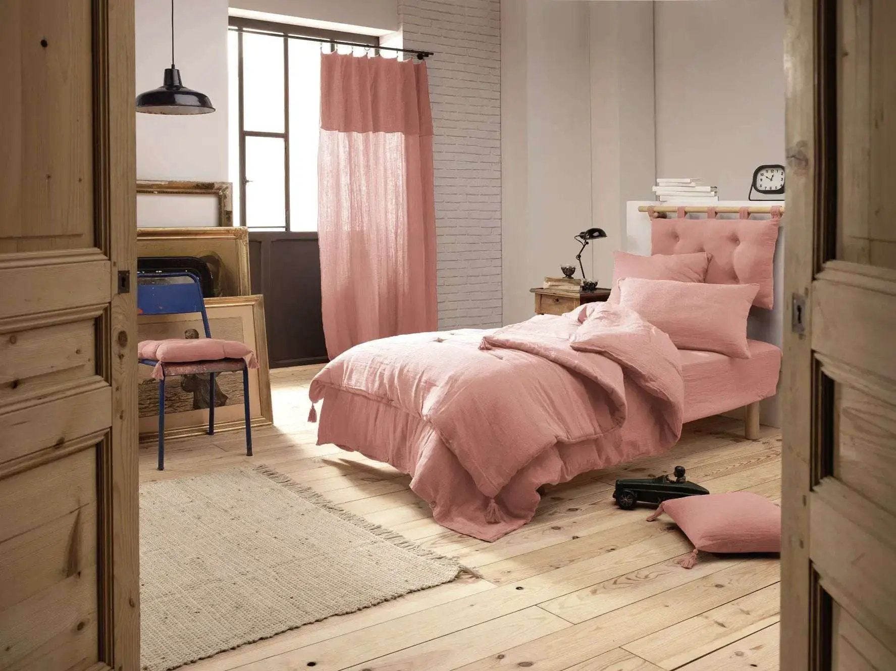 Housse de couette Gaze de coton unie GAÏA Rose pêche by L'effet papillon