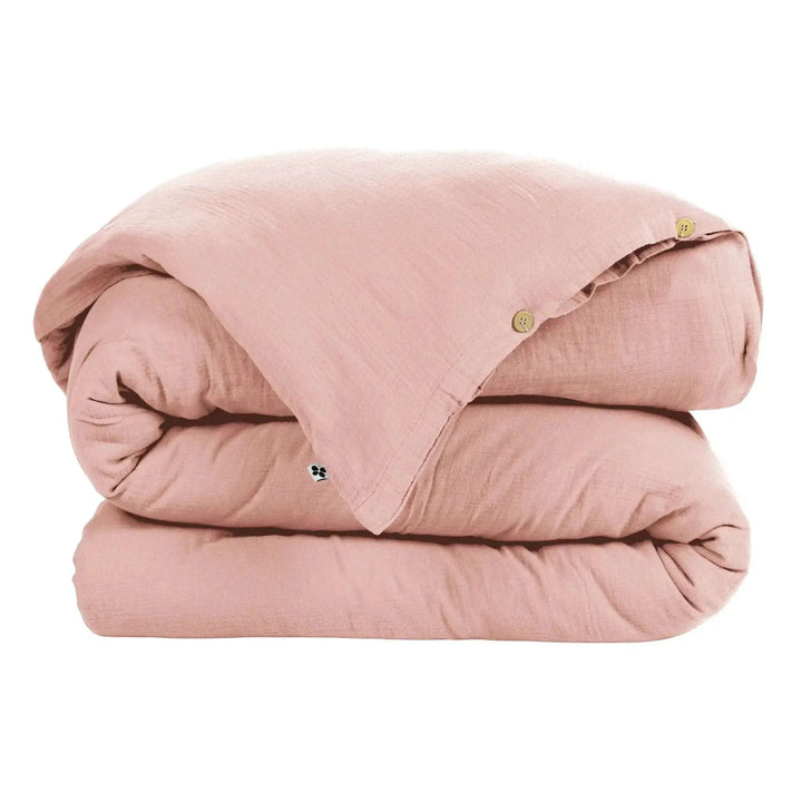 Housse de couette Gaze de coton unie GAÏA Rose pêche by L'effet papillon