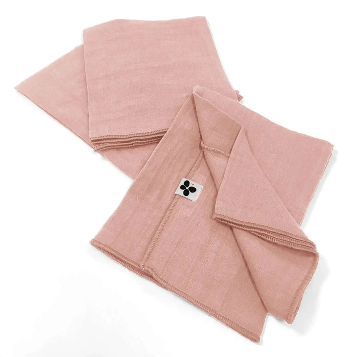 Lot de 3 serviettes 40 x 40 cm Gaze de coton unie GAÏA Rose pêche by L'effet papillon