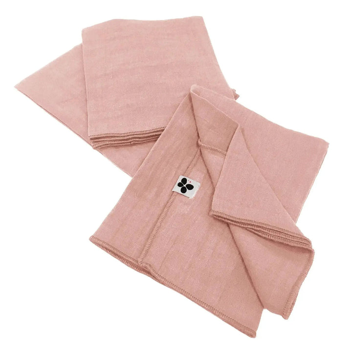 Lot de 3 serviettes 40 x 40 cm Gaze de coton unie GAÏA Rose pêche by L'effet papillon