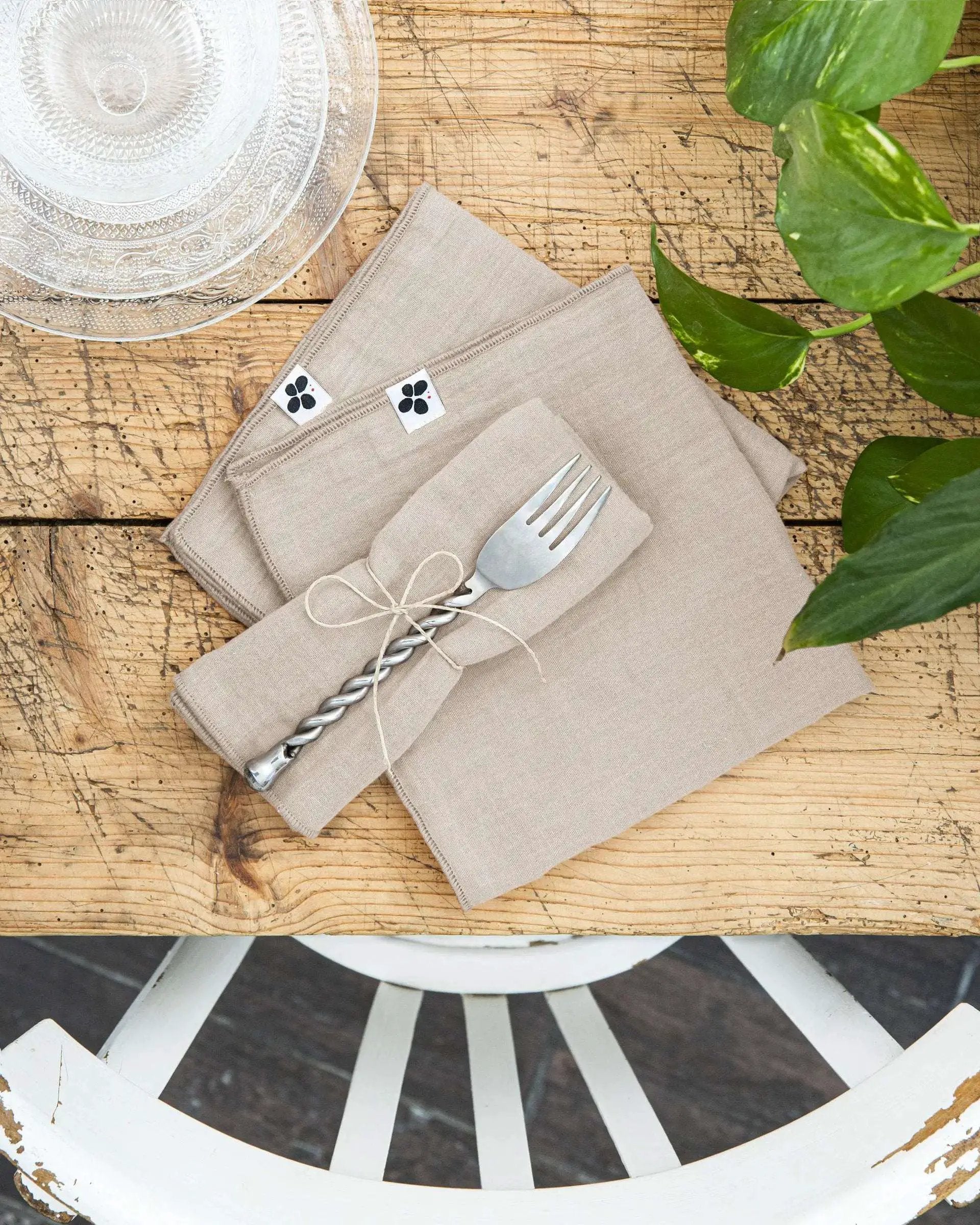 Lot de 3 serviettes 40 x 40 cm Gaze de coton unie GAÏA Pampa by L'effet papillon