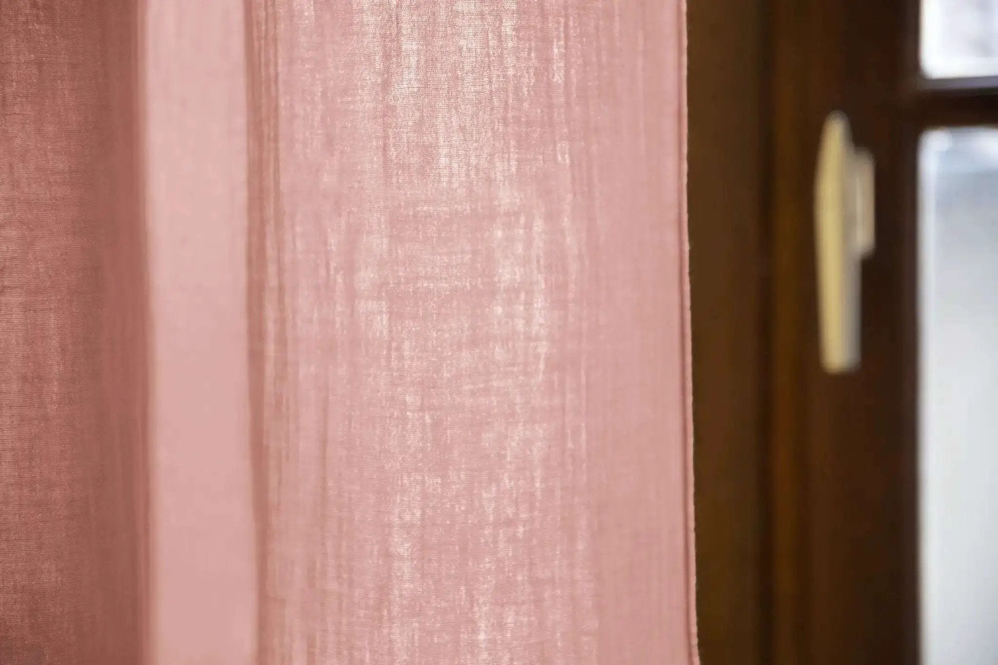 Rideau ajustable + 8 anneaux pince 140 x 300 cm Gaze de coton unie GAÏA Rose pêche by L'effet papillon