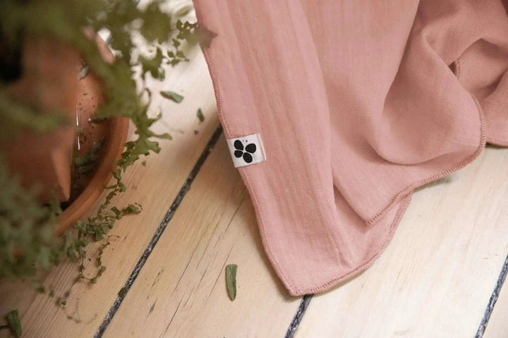 Rideau ajustable + 8 anneaux pince 140 x 300 cm Gaze de coton unie GAÏA Rose pêche by L'effet papillon