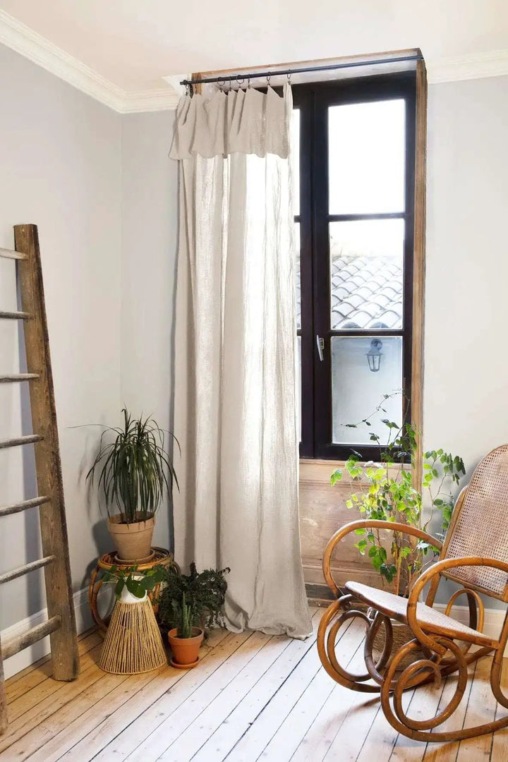 Rideau ajustable + 8 anneaux pince 140 x 300 cm Gaze de coton unie GAÏA Pampa by L'effet papillon