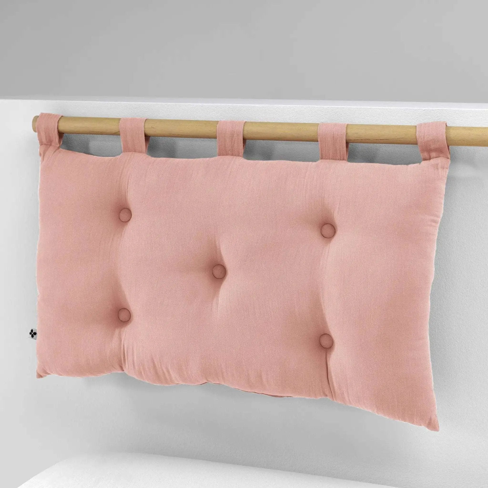 Tête de lit 5 boutons avec passants 50 x 80 cm Gaze de coton unie GAÏA Rose pêche by L'effet papillon