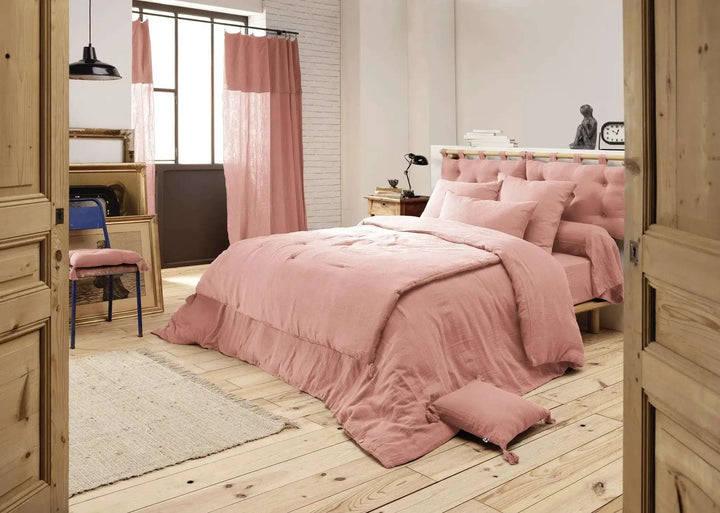 Tête de lit 5 boutons avec passants 50 x 80 cm Gaze de coton unie GAÏA Rose pêche by L'effet papillon