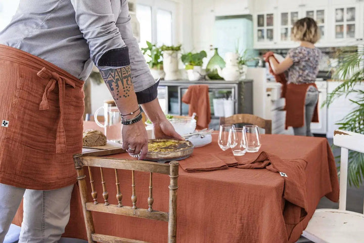 Nappe Gaze de coton unie GAÏA Terracotta by L'effet papillon