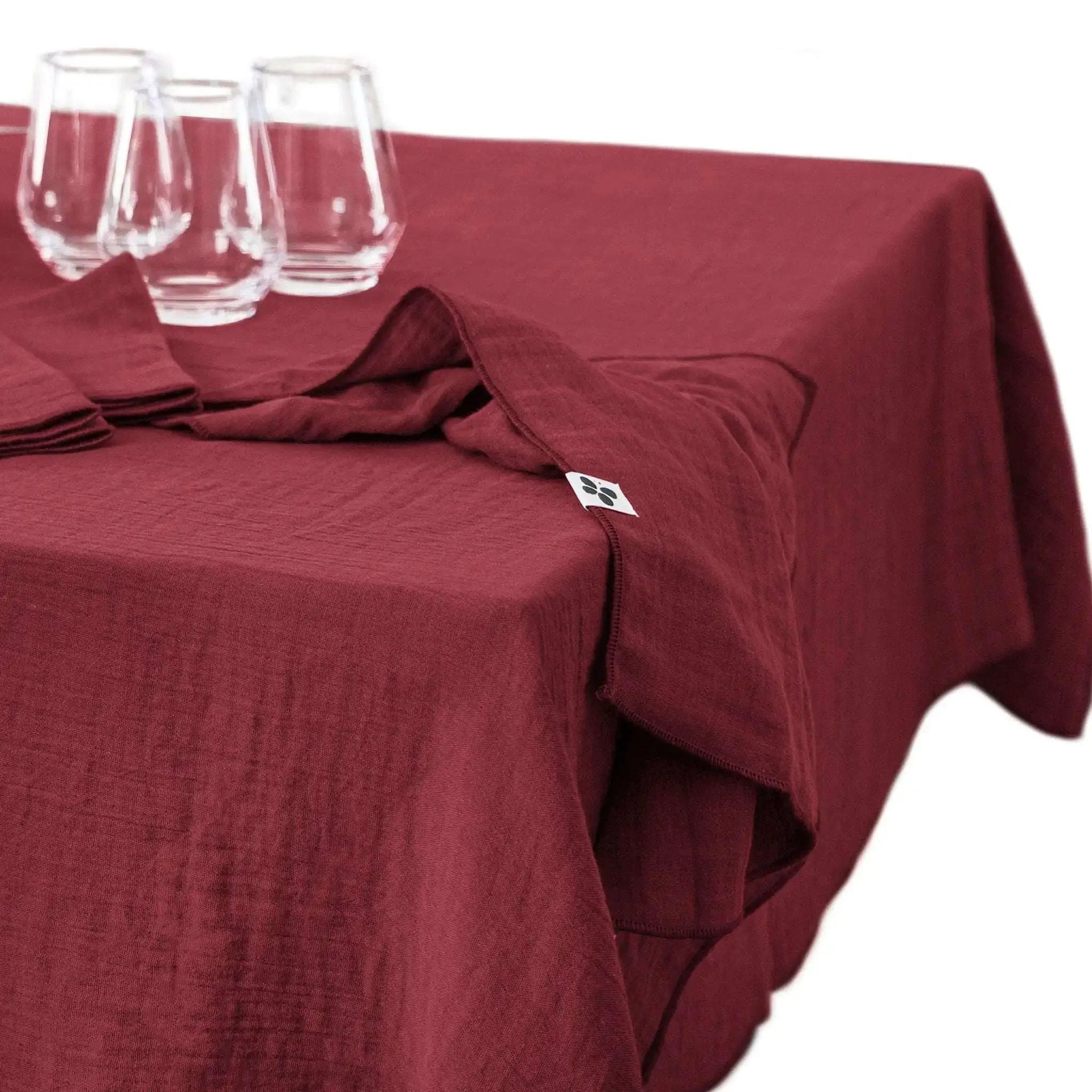 Nappe Gaze de coton unie GAÏA Lie de vin by L'effet papillon