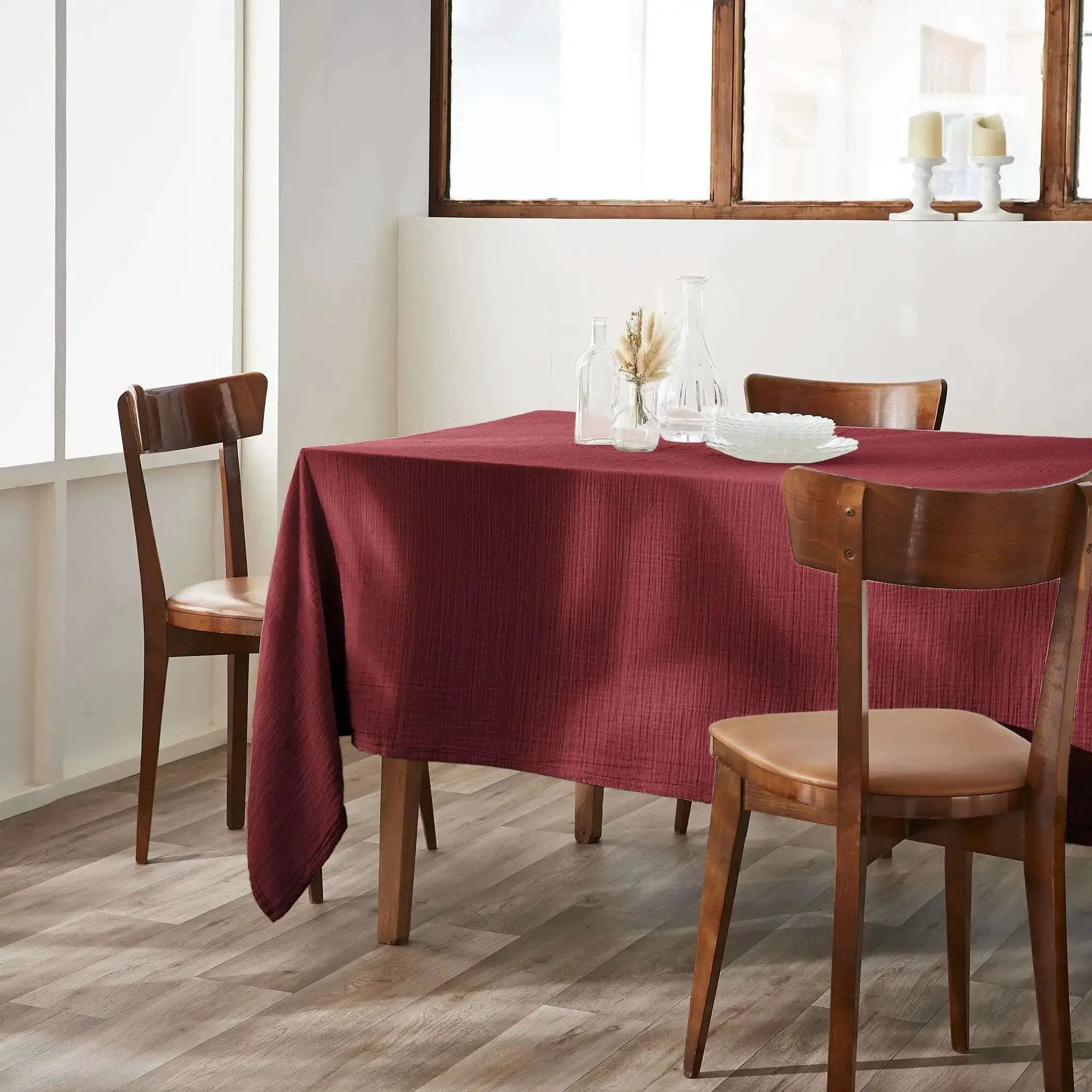Nappe Gaze de coton unie GAÏA Lie de vin by L'effet papillon