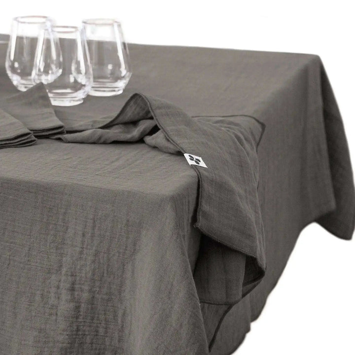 Nappe Gaze de coton unie GAÏA Granit by L'effet papillon