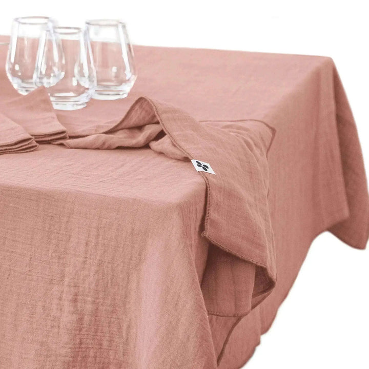 Nappe Gaze de coton unie GAÏA Rose pêche by L'effet papillon