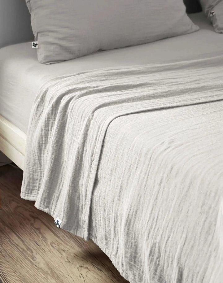Drap plat 240 x 300 cm Gaze de coton unie GAÏA Nuage by L'effet papillon