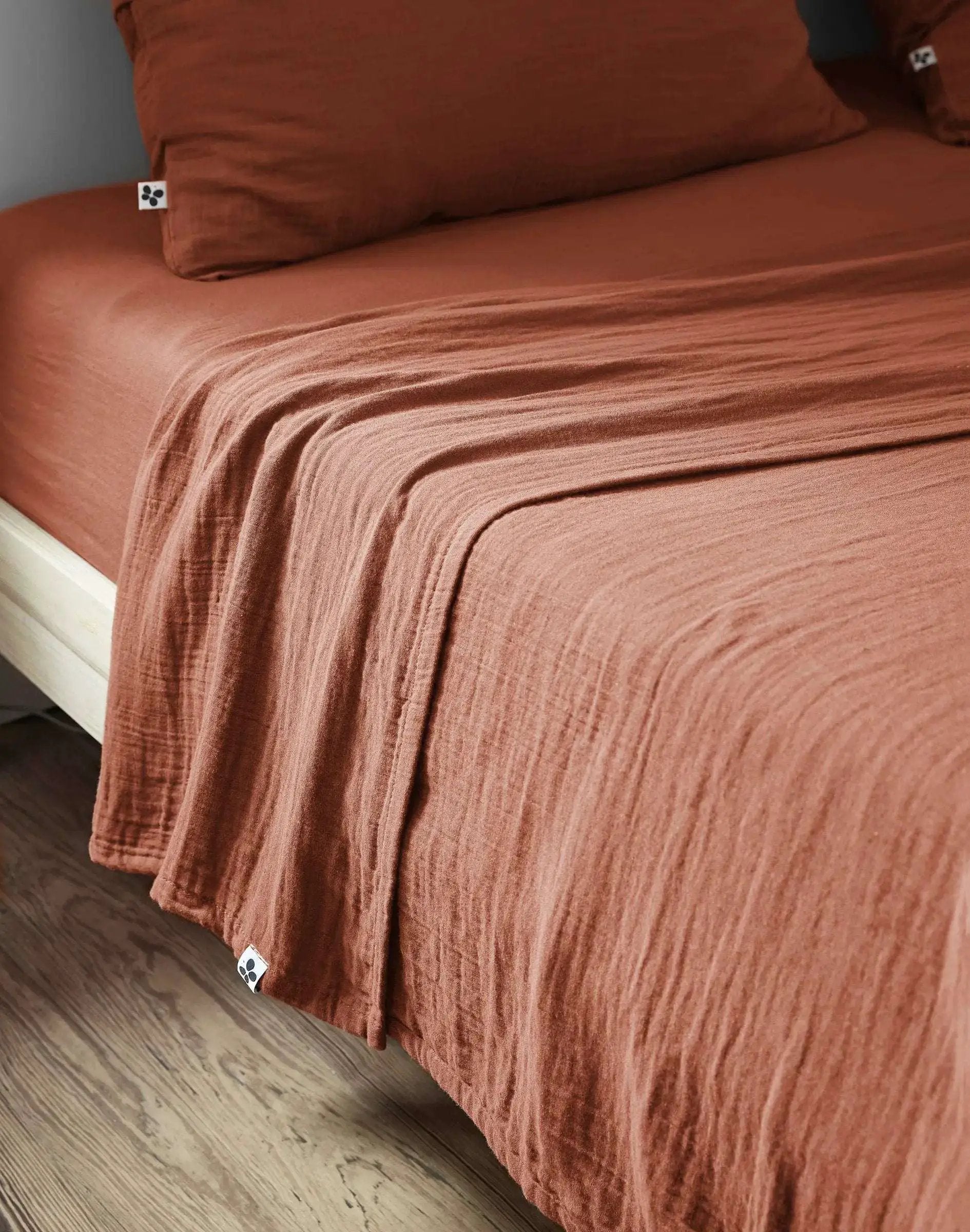 Drap plat 240 x 300 cm Gaze de coton unie GAÏA Terracotta by L'effet papillon