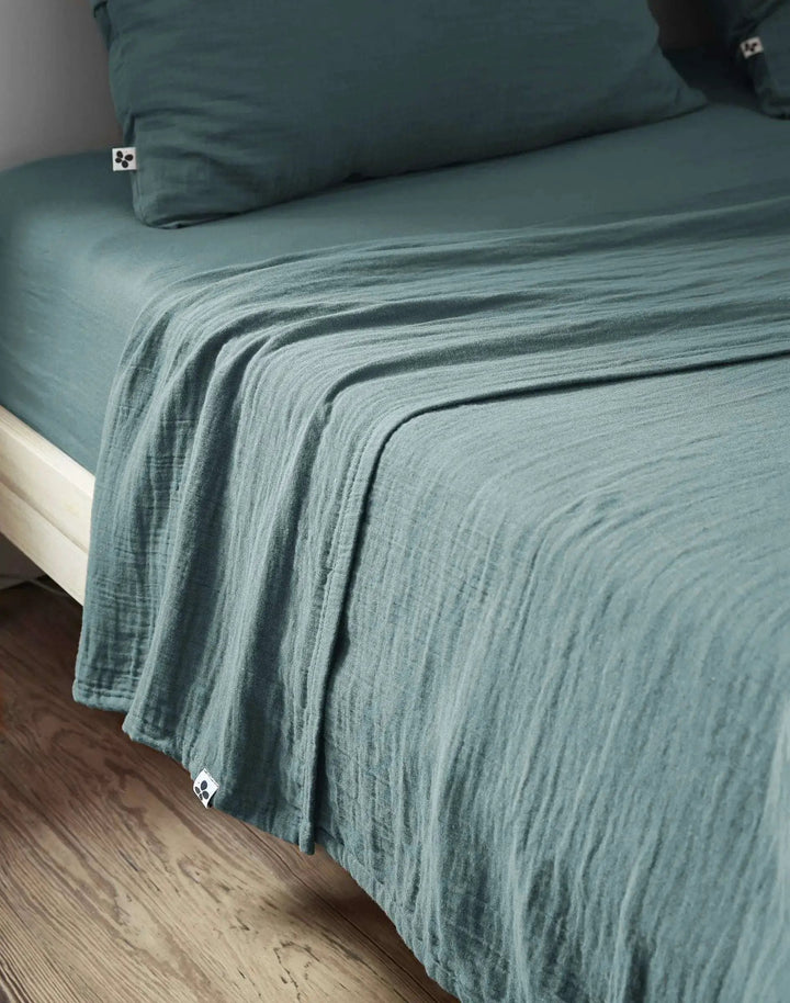 Drap plat 240 x 300 cm Gaze de coton unie GAÏA Canard by L'effet papillon