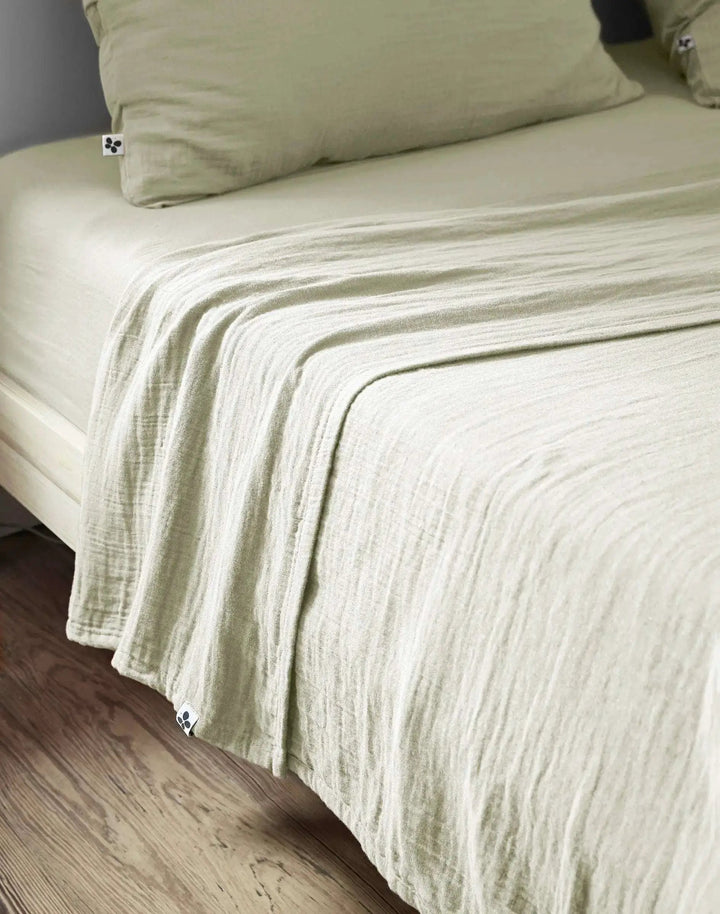 Drap plat 240 x 300 cm Gaze de coton unie GAÏA Vert d'eau by L'effet papillon