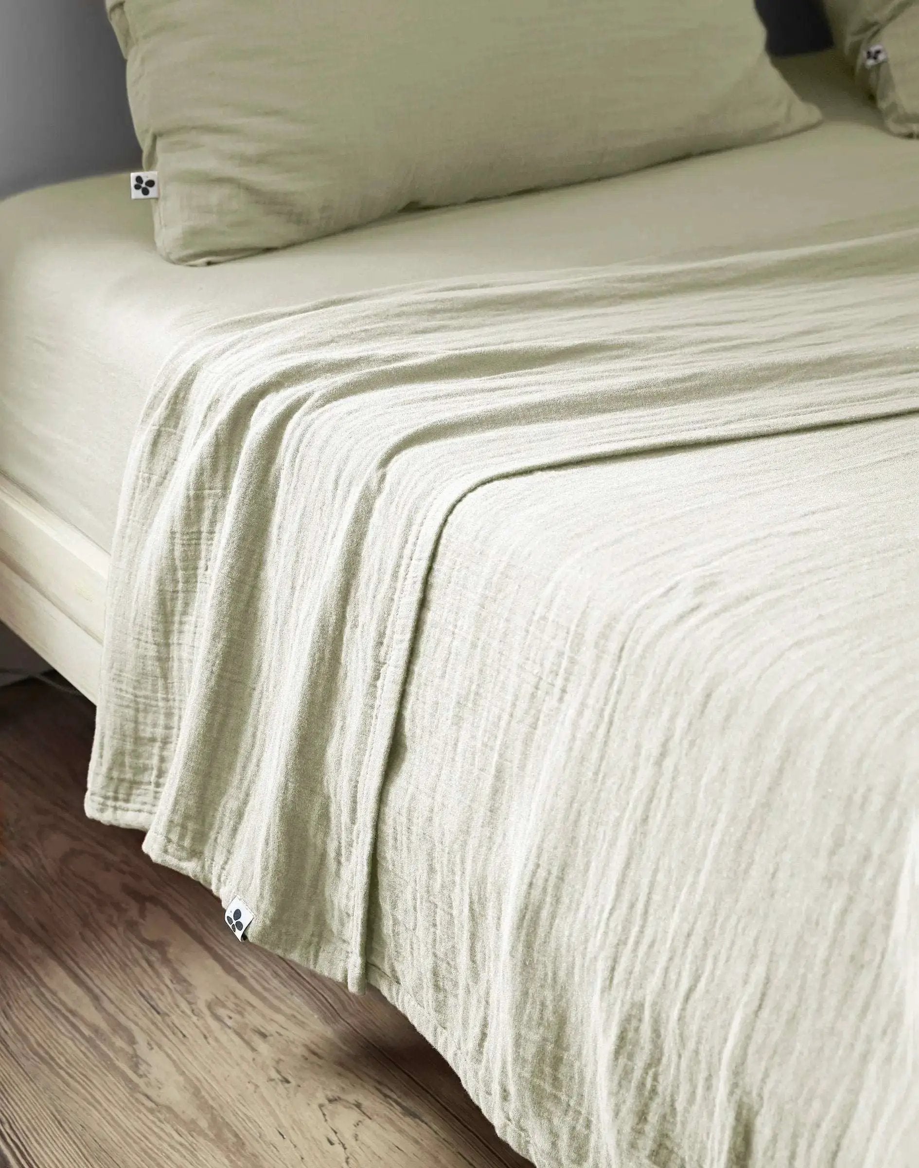 Drap plat 240 x 300 cm Gaze de coton unie GAÏA Vert d'eau by L'effet papillon