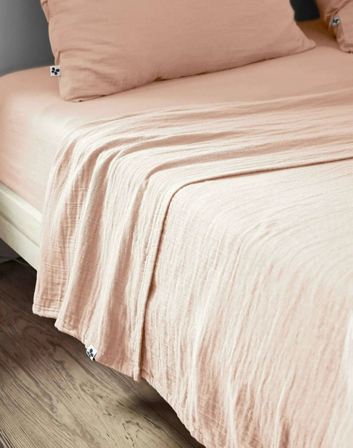 Drap plat 240 x 300 cm Gaze de coton unie GAÏA Guimauve by L'effet papillon
