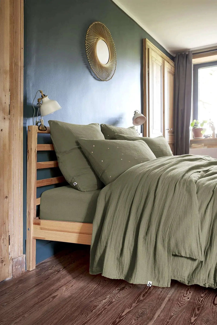 Drap plat 240 x 300 cm Gaze de coton unie GAÏA Romarin by L'effet papillon