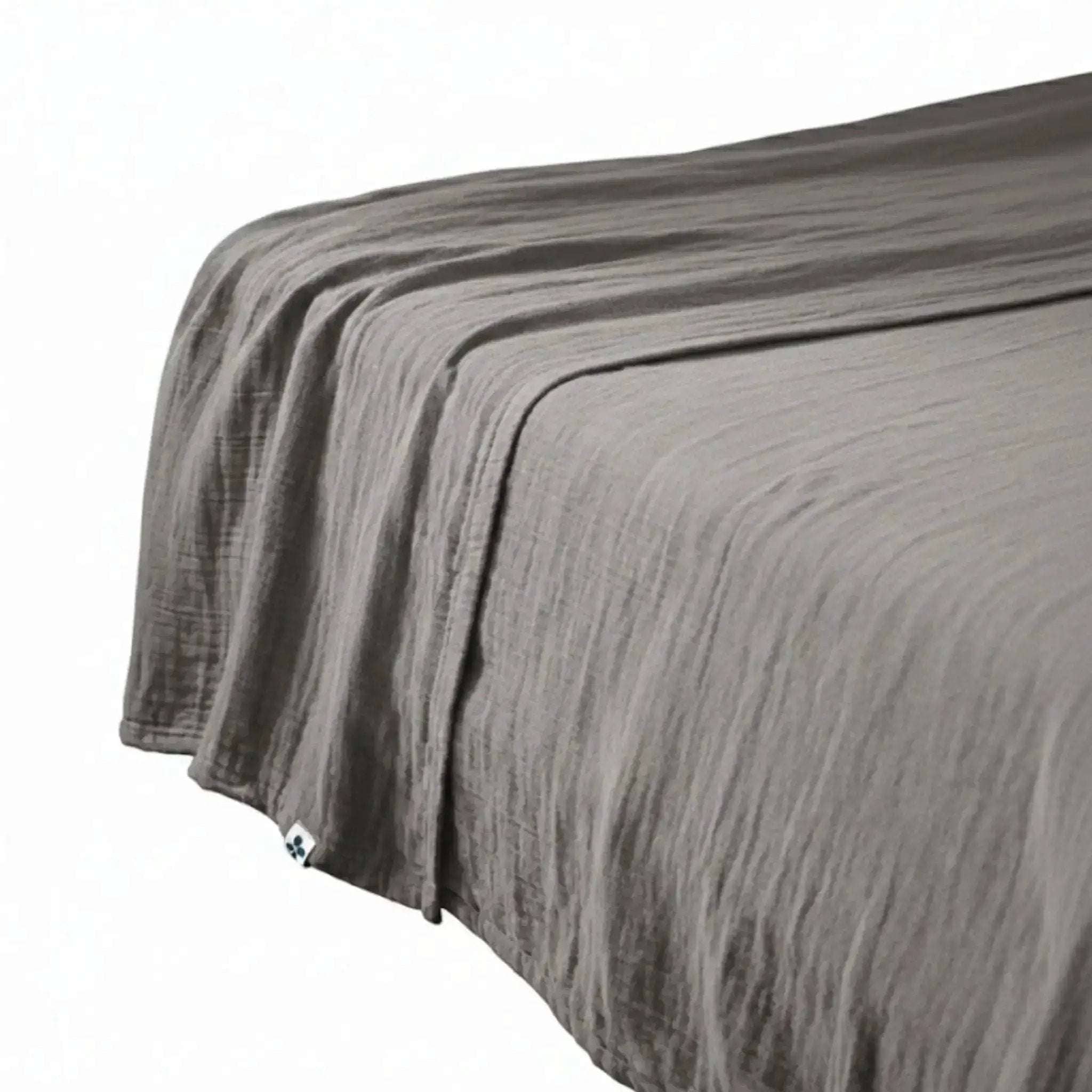 Drap plat Gaze de coton unie GAÏA Granit by L'effet papillon