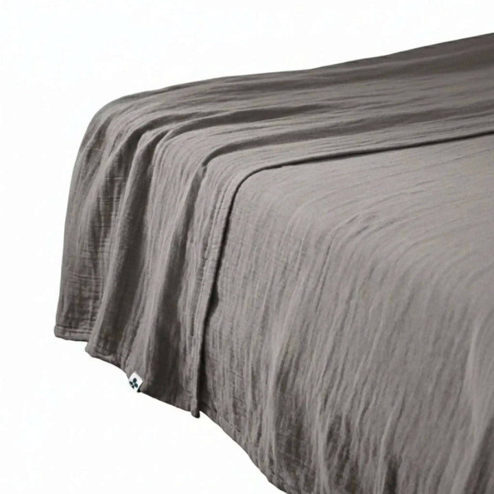 Drap plat Gaze de coton unie GAÏA Granit by L'effet papillon