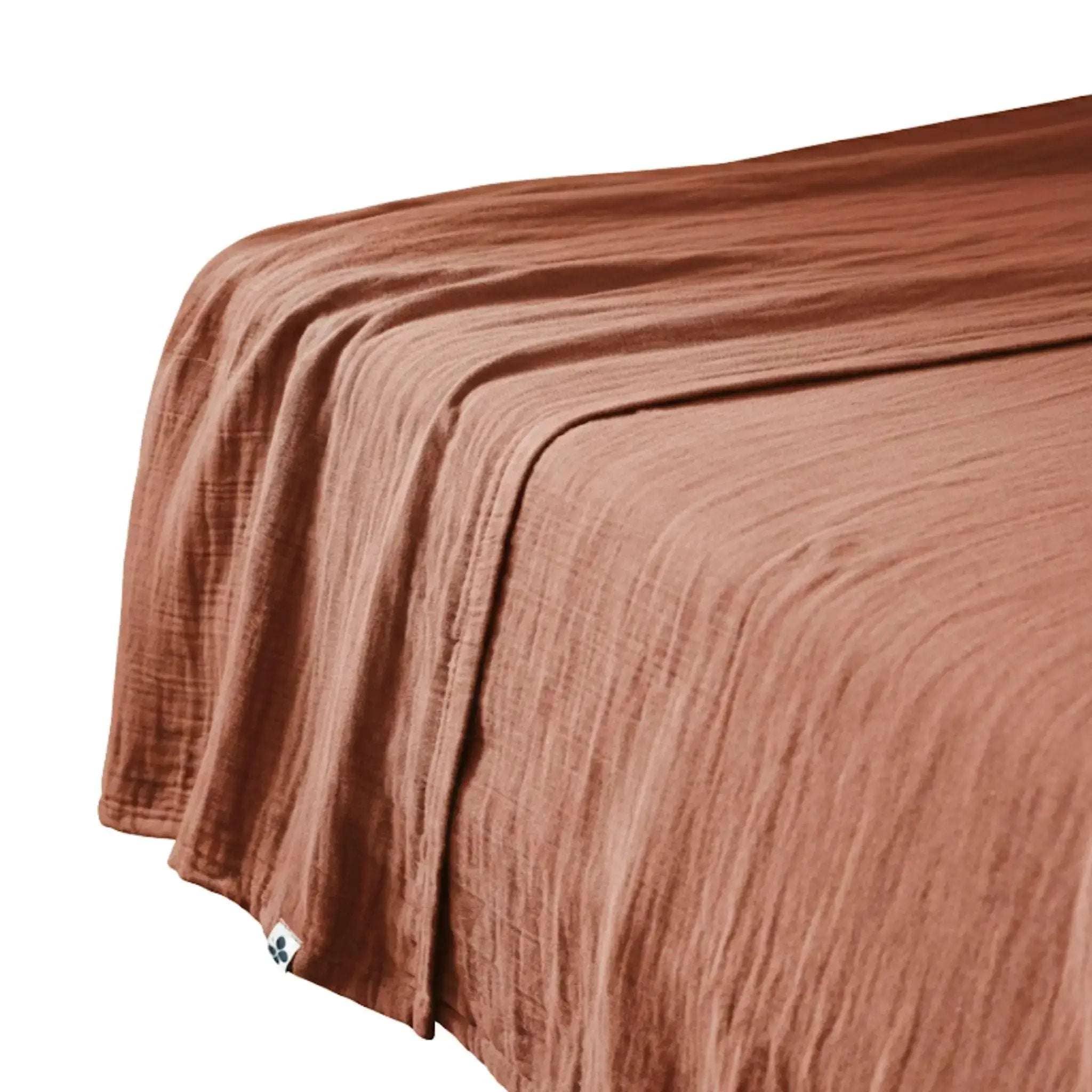 Drap plat Gaze de coton unie GAÏA Terracotta by L'effet papillon