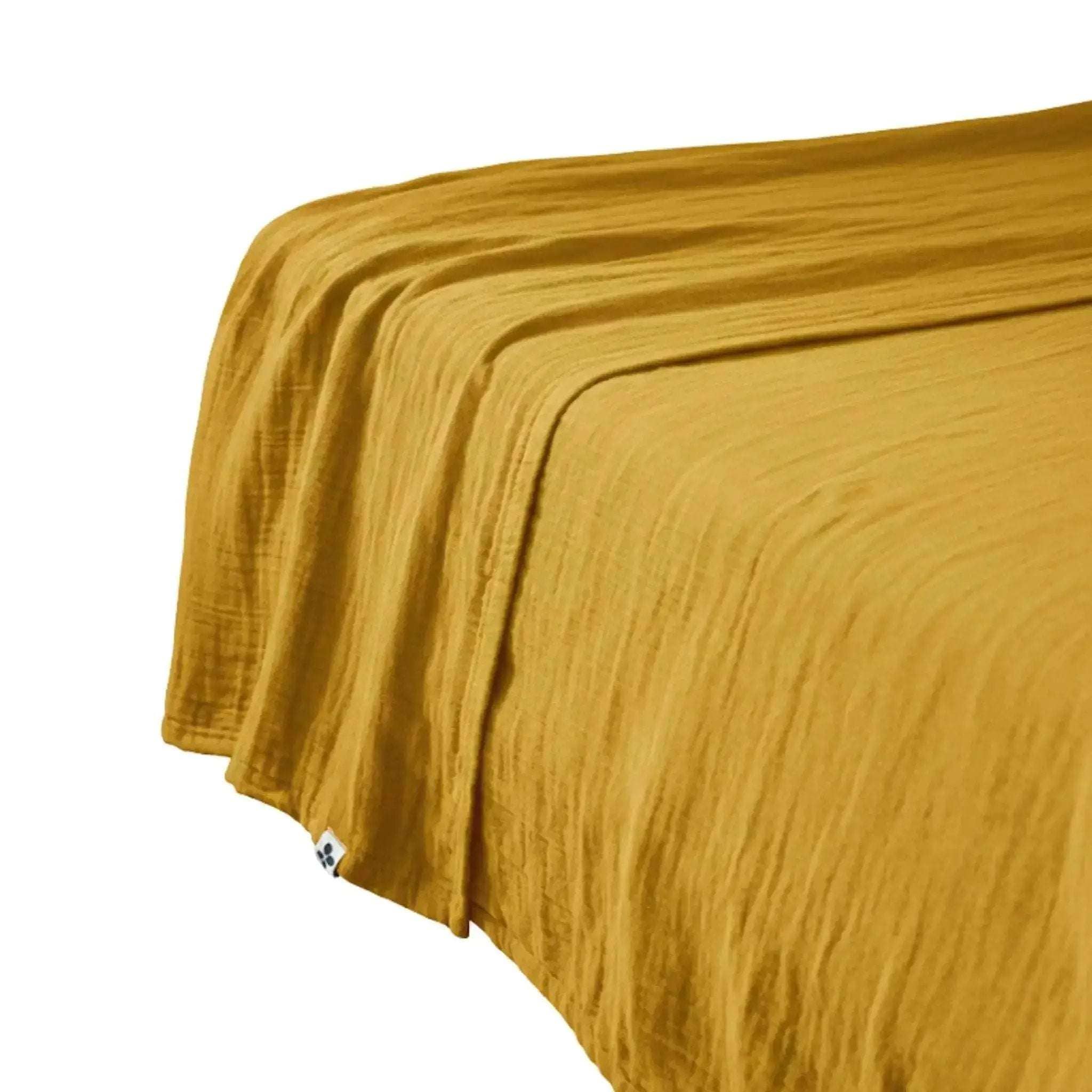 Drap plat Gaze de coton unie GAÏA Safran by L'effet papillon