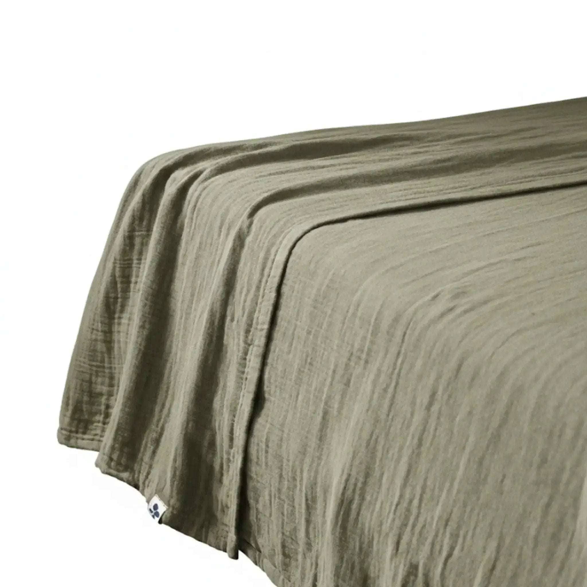 Drap plat Gaze de coton unie GAÏA Romarin by L'effet papillon