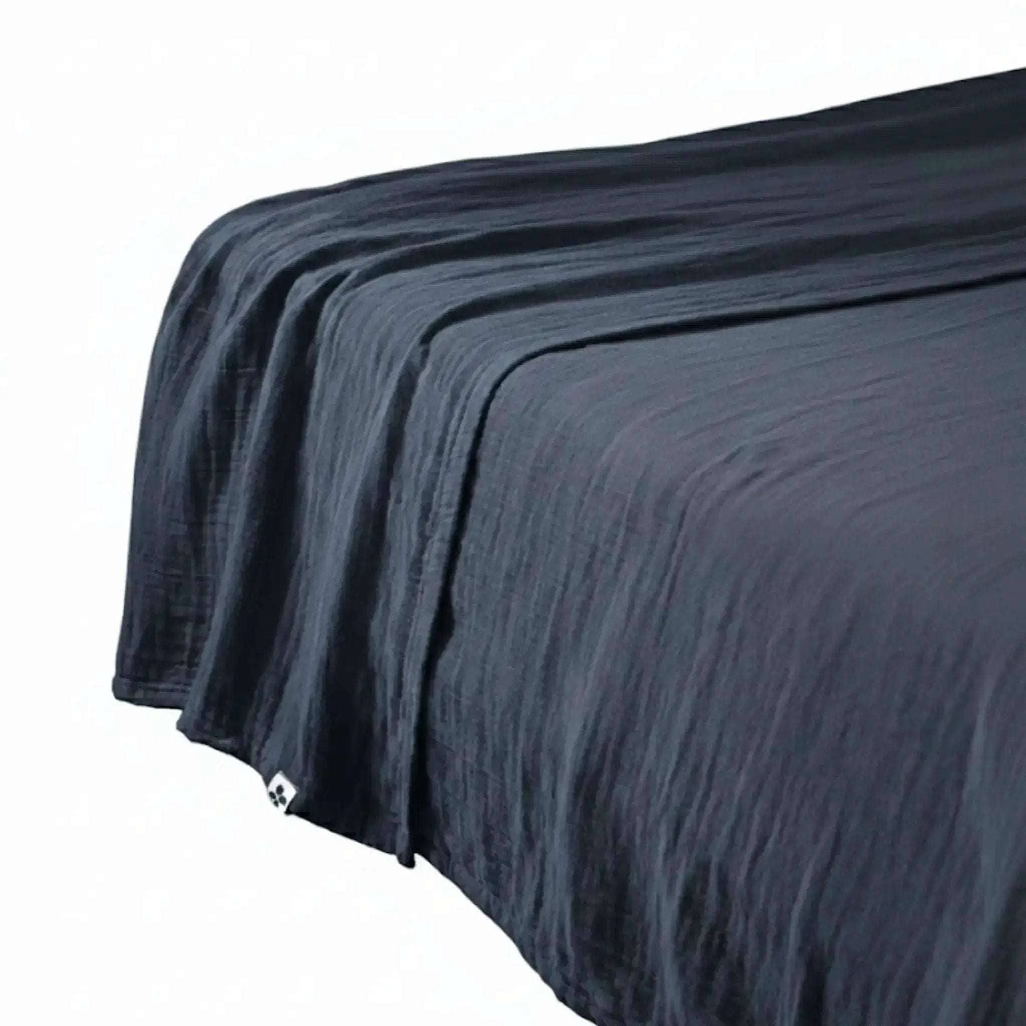 Drap plat Gaze de coton unie GAÏA Minuit by L'effet papillon