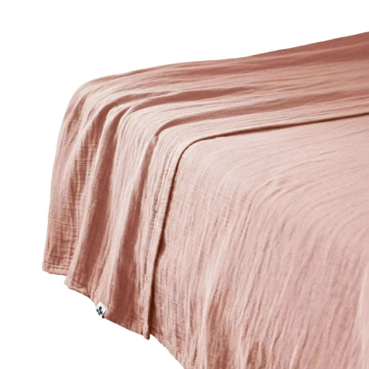 Drap plat Gaze de coton unie GAÏA Rose pêche by L'effet papillon