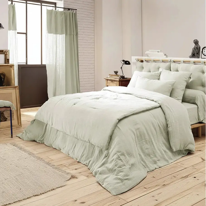 Bout de lit 90 x 200 cm Gaze de coton unie GAÏA Vert d'eau by L'effet papillon