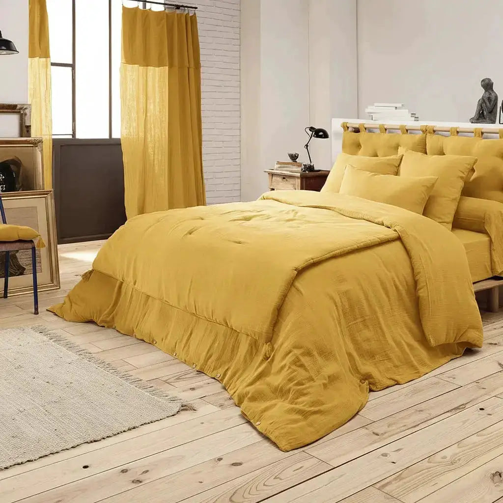 Bout de lit 90 x 200 cm Gaze de coton unie GAÏA Safran by L'effet papillon