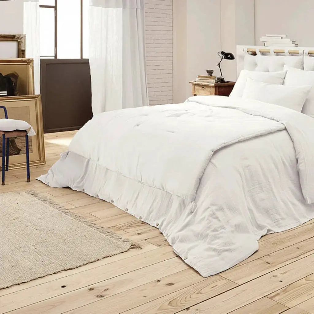 Edredon 150 x 150 cm Gaze de coton unie GAÏA Chantilly by L'effet papillon