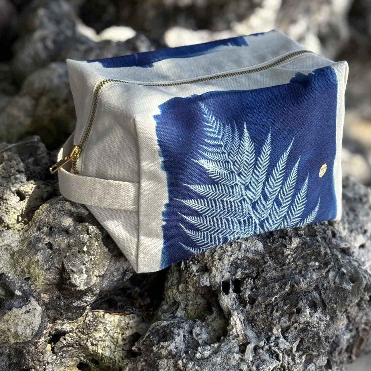 Trousse cube Fougère Bleu L 22 x 14 x 10,5 La Cerise sur le Gâteau