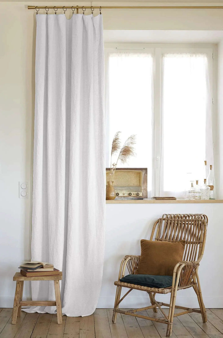Rideau ajustable + 8 anneaux pince 140 x 270 cm Lin lavé SOLINE Craie by L'effet papillon