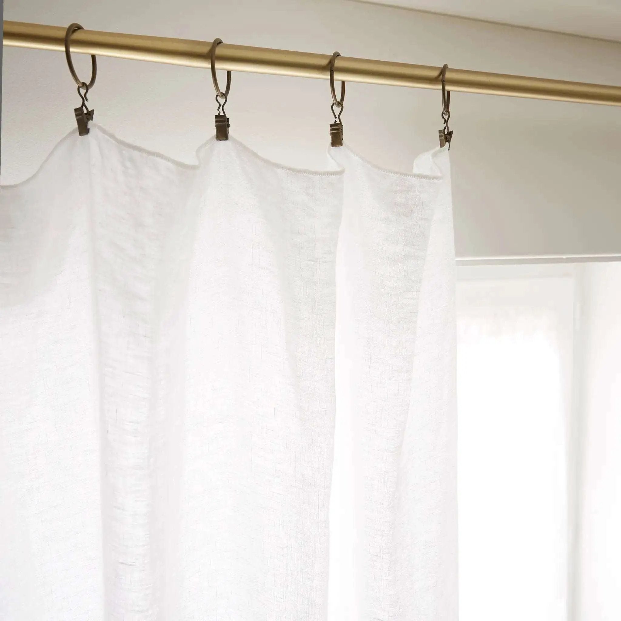 Rideau ajustable + 8 anneaux pince 140 x 270 cm Lin lavé SOLINE Craie by L'effet papillon