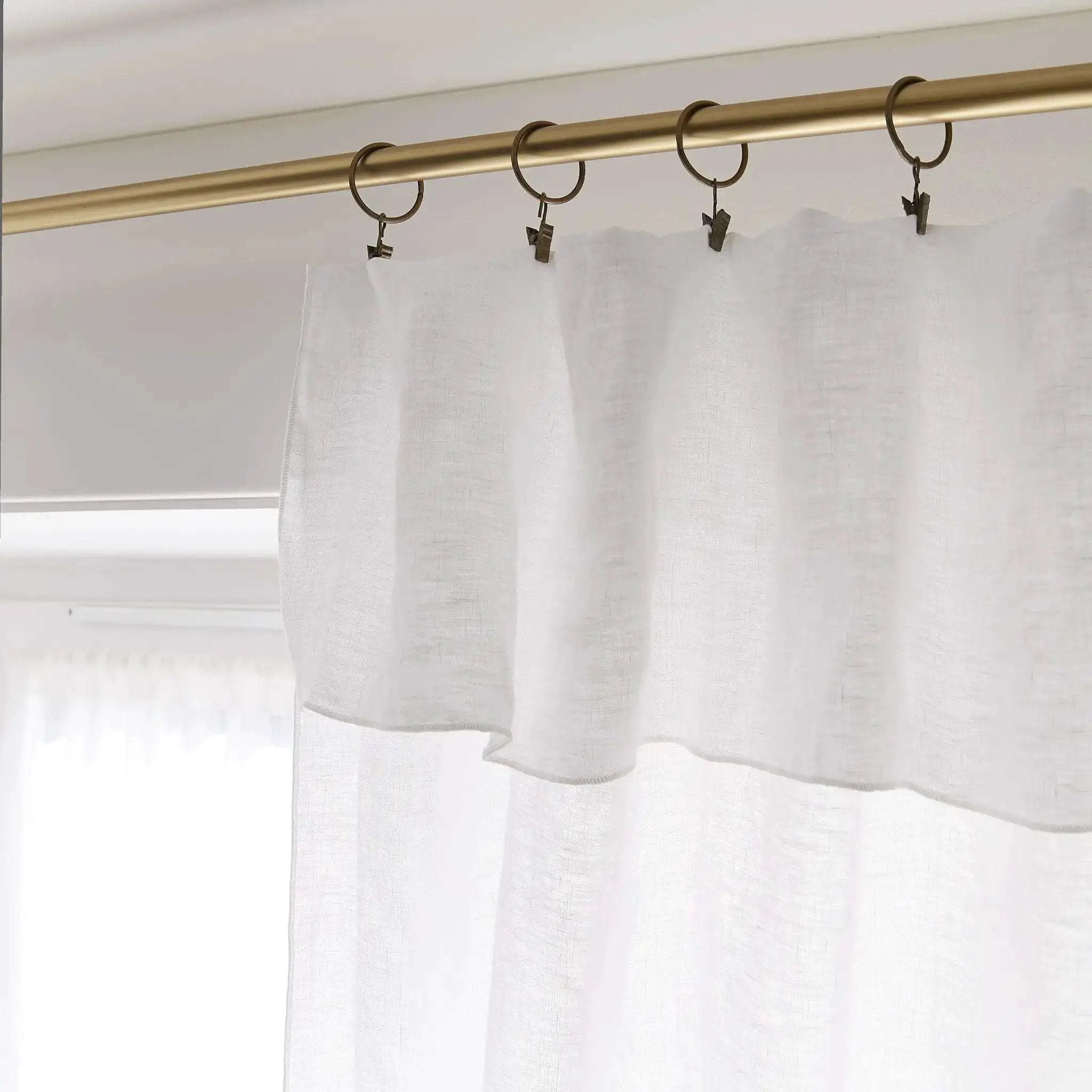 Rideau ajustable + 8 anneaux pince 140 x 270 cm Lin lavé SOLINE Craie by L'effet papillon