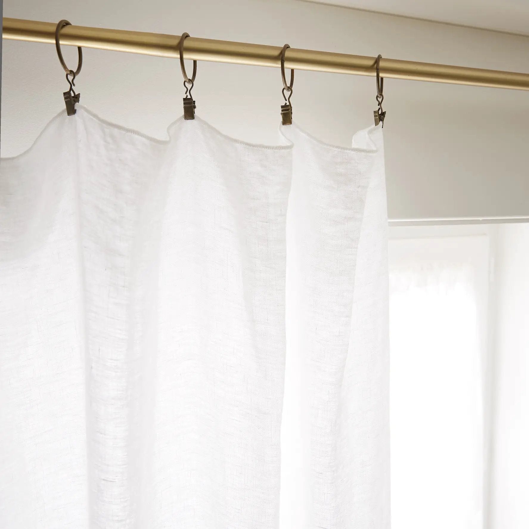 Rideau ajustable + 8 anneaux pince 140 x 270 cm Lin lavé SOLINE Craie by L'effet papillon