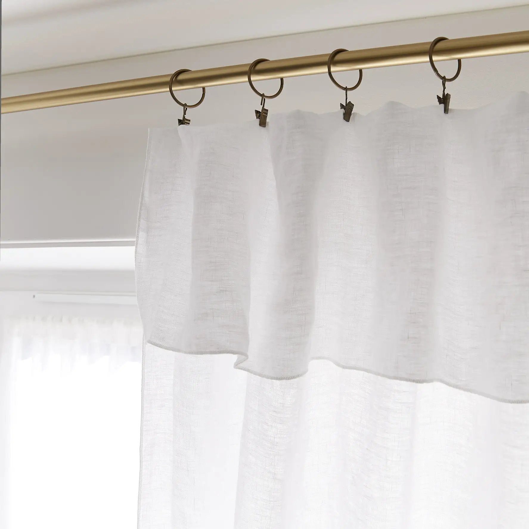 Rideau ajustable + 8 anneaux pince 140 x 270 cm Lin lavé SOLINE Craie by L'effet papillon