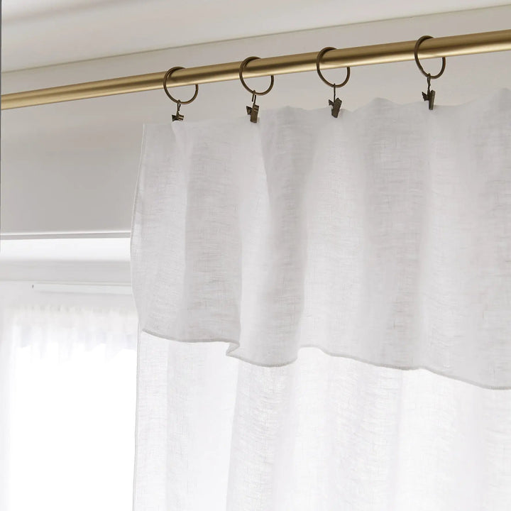 Rideau ajustable + 8 anneaux pince 140 x 270 cm Lin lavé SOLINE Craie by L'effet papillon