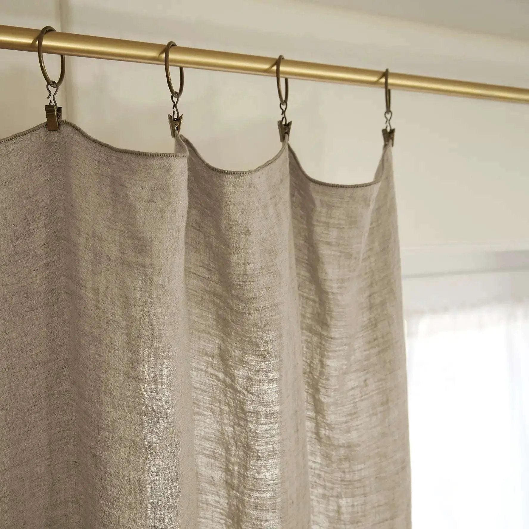 Rideau ajustable + 8 anneaux pince 140 x 270 cm Lin lavé SOLINE Sable by L'effet papillon