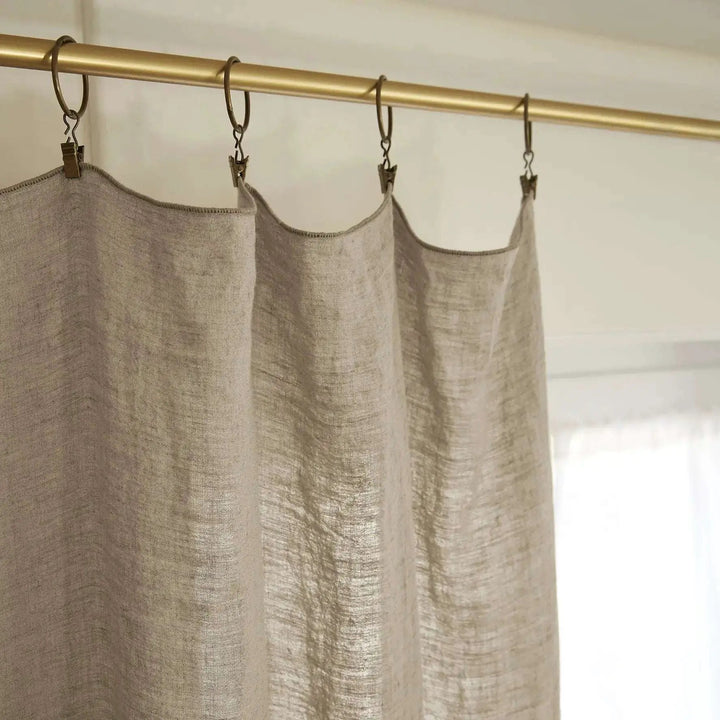 Rideau ajustable + 8 anneaux pince 140 x 270 cm Lin lavé SOLINE Sable by L'effet papillon