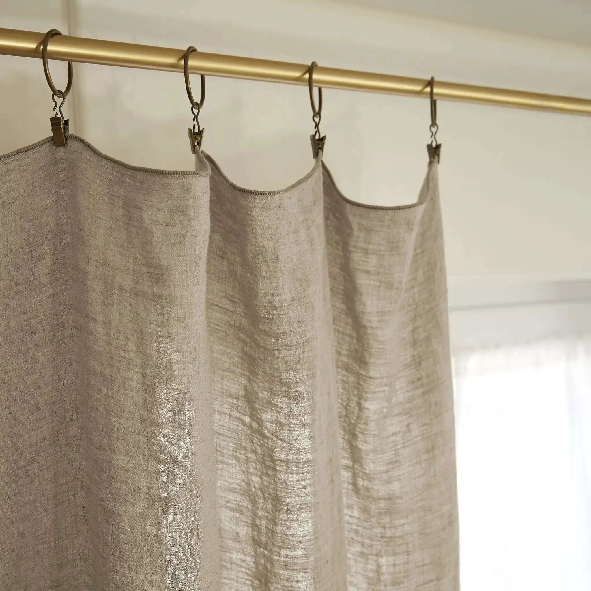 Rideau ajustable + 8 anneaux pince 140 x 270 cm Lin lavé SOLINE Sable by L'effet papillon
