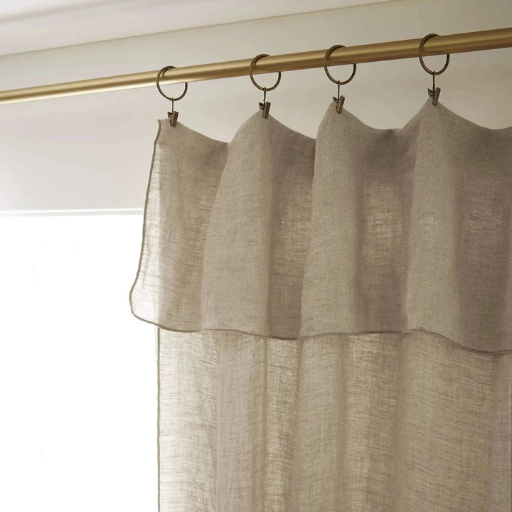 Rideau ajustable + 8 anneaux pince 140 x 270 cm Lin lavé SOLINE Sable by L'effet papillon