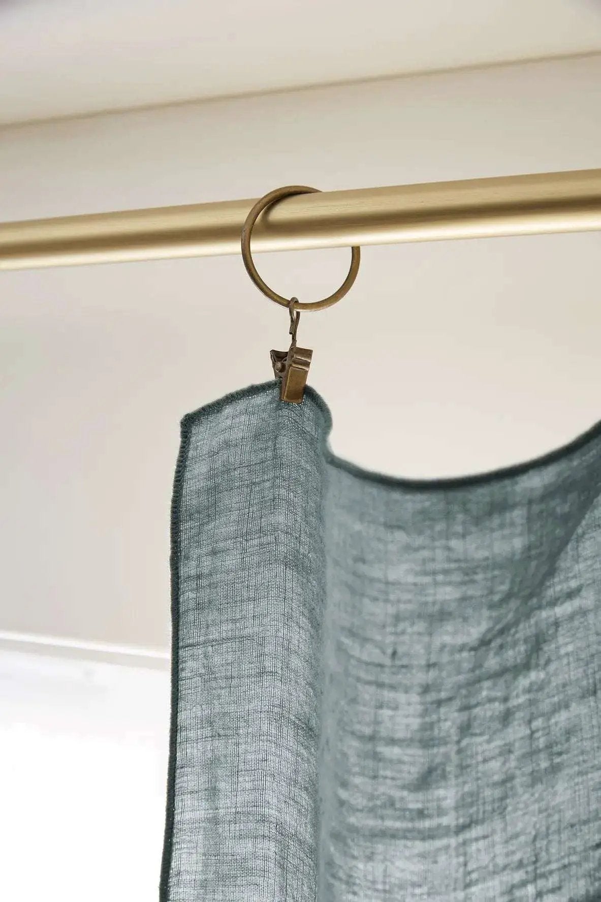Rideau ajustable + 8 anneaux pince 140 x 270 cm Lin lavé SOLINE Ardoise by L'effet papillon
