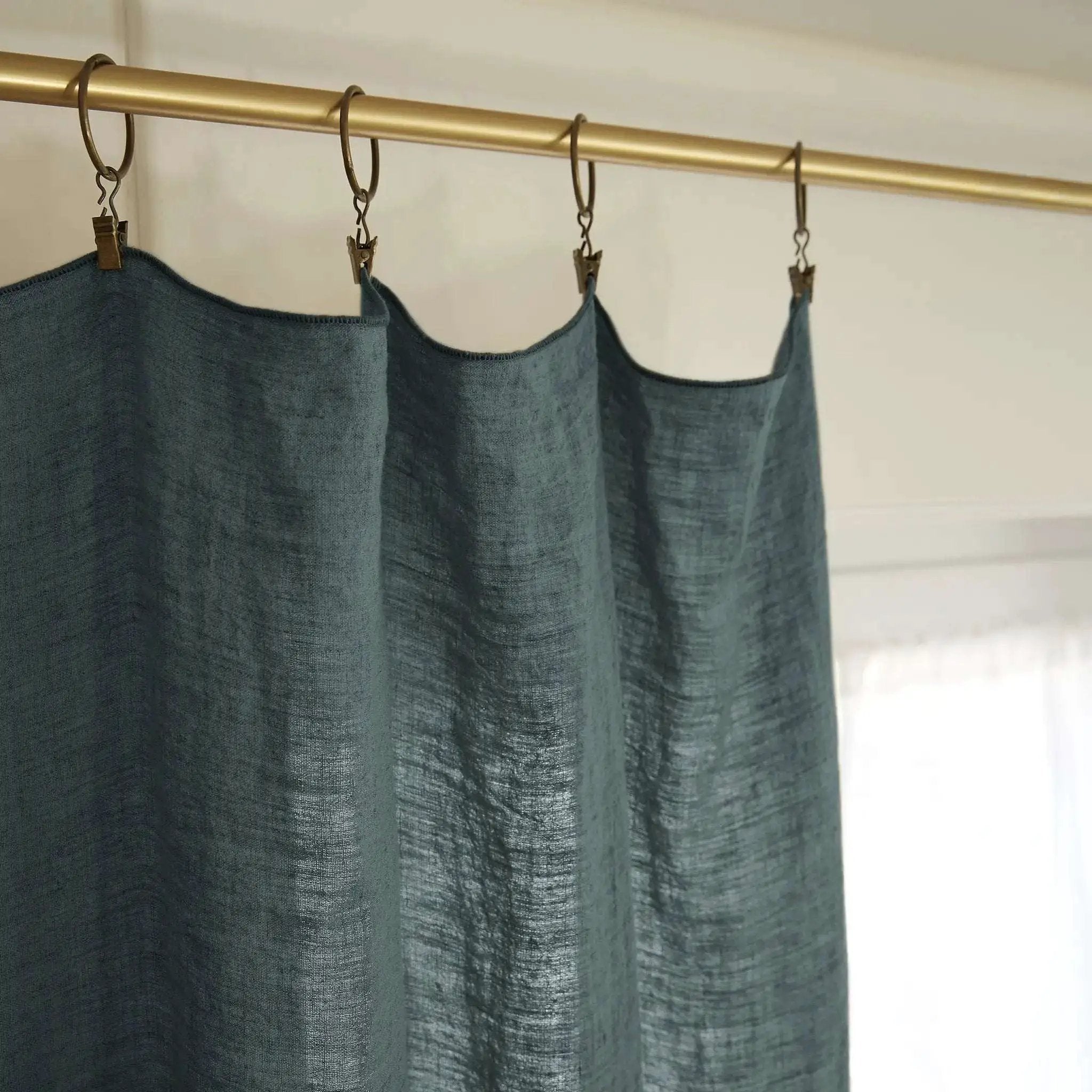 Rideau ajustable + 8 anneaux pince 140 x 270 cm Lin lavé SOLINE Ardoise by L'effet papillon