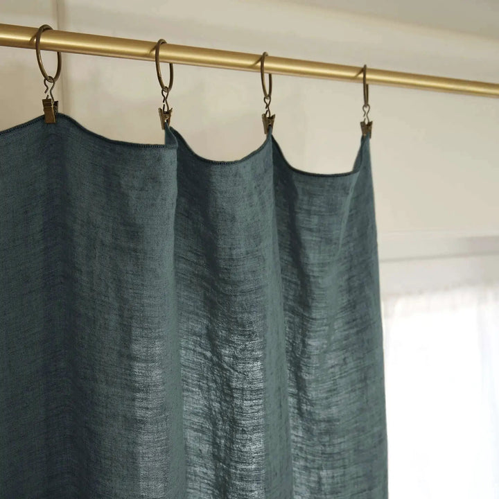 Rideau ajustable + 8 anneaux pince 140 x 270 cm Lin lavé SOLINE Ardoise by L'effet papillon