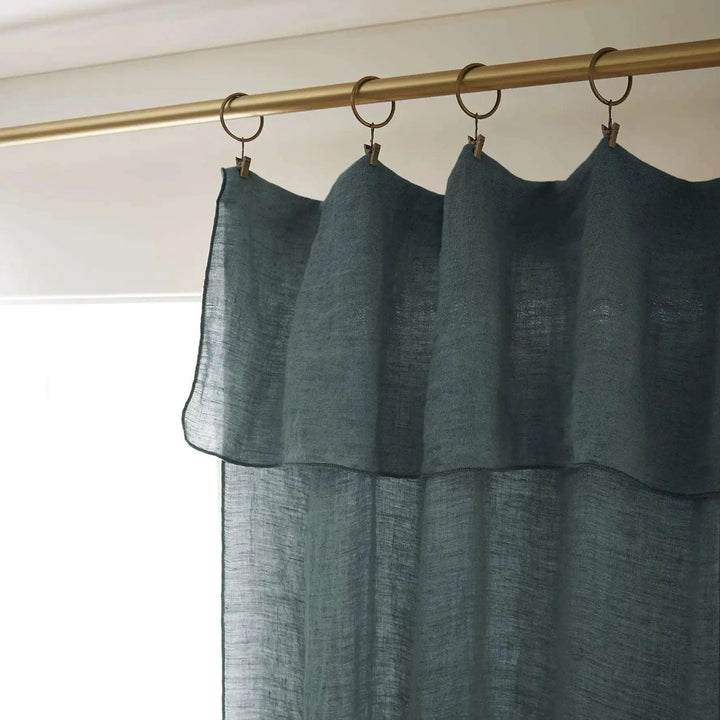 Rideau ajustable + 8 anneaux pince 140 x 270 cm Lin lavé SOLINE Ardoise by L'effet papillon
